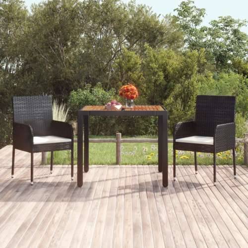 Vrtni stol s drvenom pločom crni 90 x 90 x 75 cm od poliratana - Crna 90 x 90 x 75 cm 1 Drveni vrh Cijena