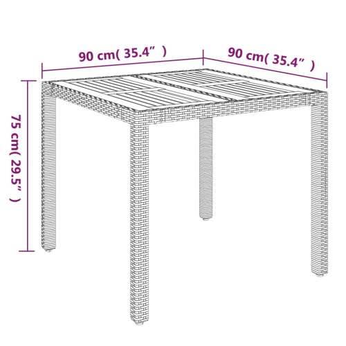 Vrtni stol s drvenom pločom crni 90 x 90 x 75 cm od poliratana - Crna 90 x 90 x 75 cm 1 Drveni vrh Cijena