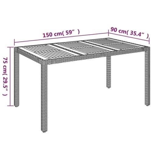 Vrtni stol s drvenom pločom sivi 150 x 90 x 75 cm od poliratana - Siva 150 x 90 x 75 cm 1 Drveni vrh Cijena