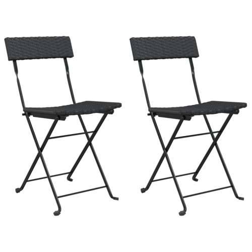 Sklopive bistro stolice 2 kom crne od poliratana i čelika Cijena