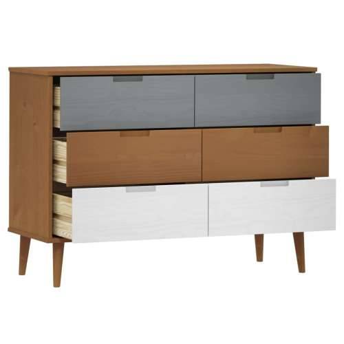 Ladičar MOLDE smeđi 113 x 40 x 80 cm od masivne borovine - Smeđa i bijela 1 Cijena