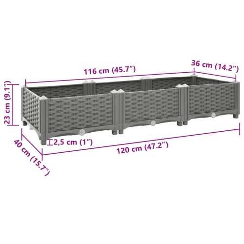 Povišena gredica 120x40x23 cm od polipropilena - Svjetlosiva 120 x 40 x 23 cm 1 Cijena