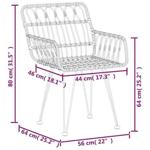 Vrtne stolice 2 kom s naslonima za ruke 56x64x80 cm PE ratan Cijena