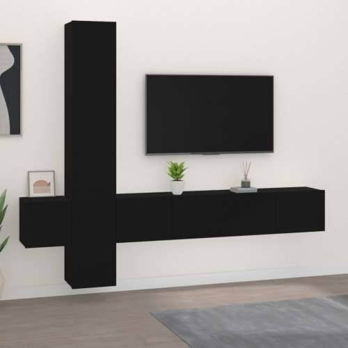 5-dijelni set TV ormarića crni od konstruiranog drva - Crna 5 80 cm Cijena