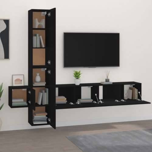 5-dijelni set TV ormarića crni od konstruiranog drva - Crna 5 80 cm Cijena