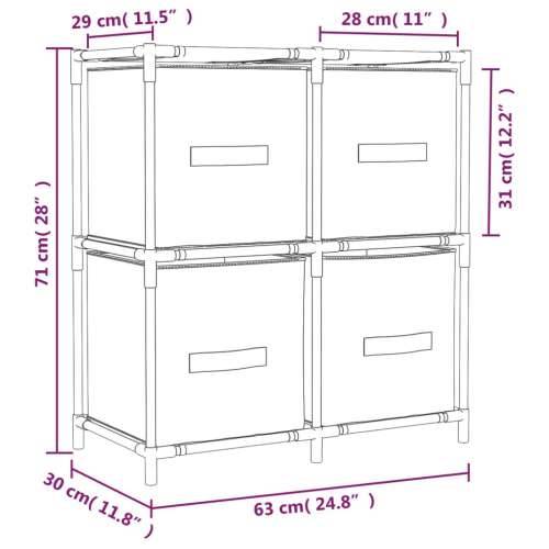 Ormarić za pohranu s 4 platnene košare sivi 63x30x71 cm čelični - Siva 1 Cijena