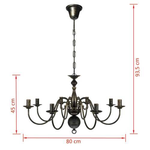 Metalni luster u antiknom stilu crni 8 x E14 žarulja - Crna 80 x 45 cm 1 8 Cijena