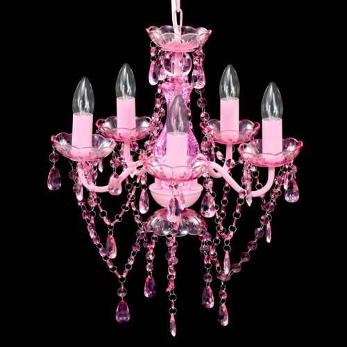 Kristalna svjetiljka s 5 žarulja ružičasta Cijena