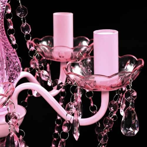 Kristalna svjetiljka s 5 žarulja ružičasta Cijena