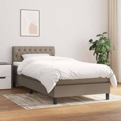 Krevet s oprugama i madracem smeđesivi 90x200 cm od tkanine
