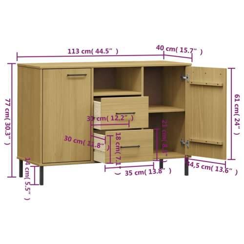 Komoda s metalnim nogama smeđa 113x40x77 cm masivno drvo OSLO - Smeđa 1 Cijena