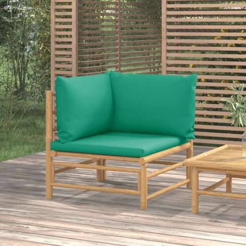 Kutna vrtna sofa od bambusa sa zelenim jastucima