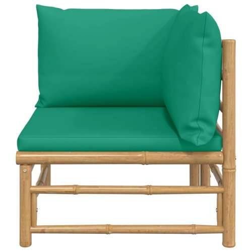 Kutna vrtna sofa od bambusa sa zelenim jastucima Cijena