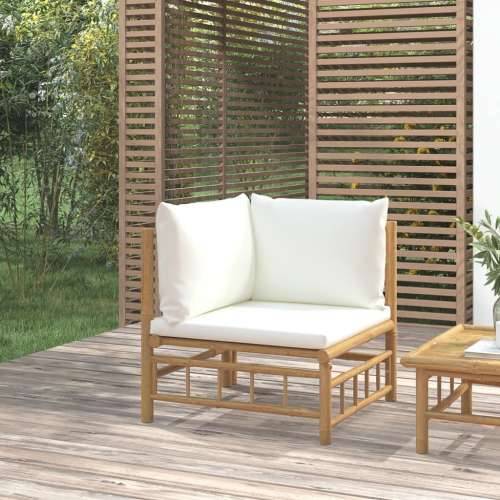 Kutna vrtna sofa od bambusa s krem bijelim jastucima - Krema 1 kutna sofa Cijena