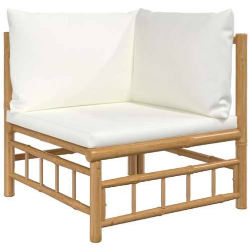 Kutna vrtna sofa od bambusa s krem bijelim jastucima - Krema 1 kutna sofa Cijena
