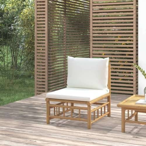 Srednja vrtna sofa od bambusa s krem bijelim jastucima