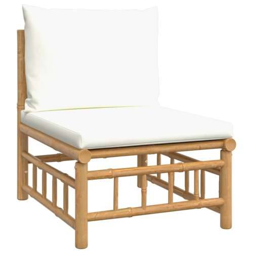 Srednja vrtna sofa od bambusa s krem bijelim jastucima Cijena