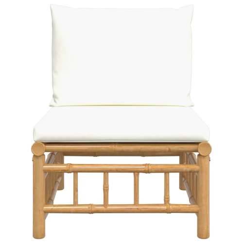 Srednja vrtna sofa od bambusa s krem bijelim jastucima Cijena