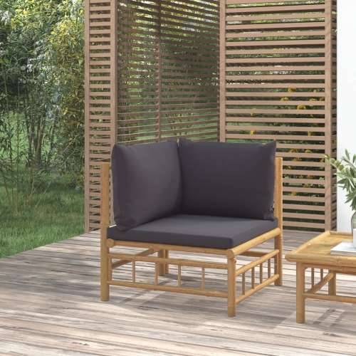 Kutna vrtna sofa od bambusa s tamnosivim jastucima - Tamno siva 1 kutna sofa Cijena