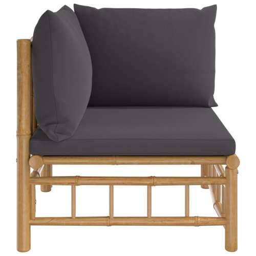 Kutna vrtna sofa od bambusa s tamnosivim jastucima - Tamno siva 1 kutna sofa Cijena