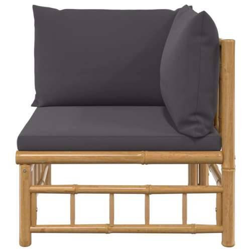 Kutna vrtna sofa od bambusa s tamnosivim jastucima - Tamno siva 1 kutna sofa Cijena