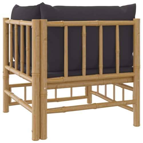 Kutna vrtna sofa od bambusa s tamnosivim jastucima - Tamno siva 1 kutna sofa Cijena