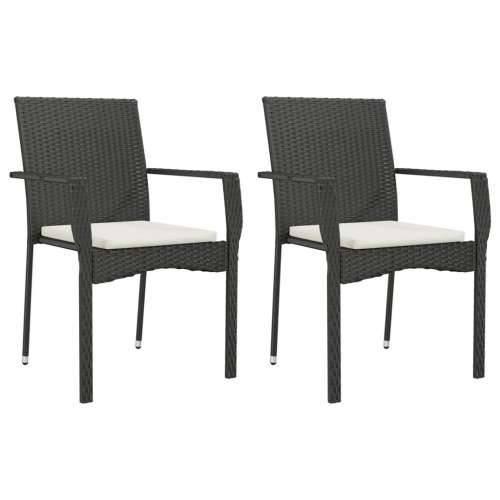 Vrtna garnitura - 3-dijelni vrtni blagovaonski set s jastucima od poliratana crni - Crna Dužina stola 80 cm 2 Cijena