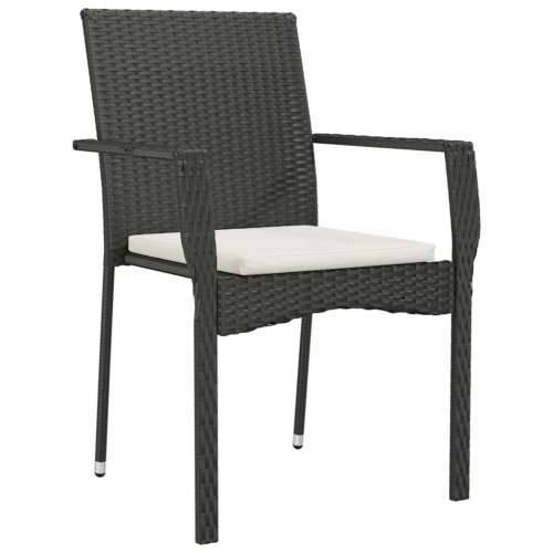 Vrtna garnitura - 3-dijelni vrtni blagovaonski set s jastucima od poliratana crni - Crna Dužina stola 80 cm 2 Cijena