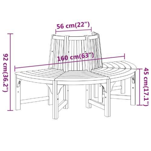 Polukružna klupa oko stabla Ø 160 cm masivno drvo eukaliptusa - Ø 160 cm 1 s naslonom za leđa polukružni Cijena