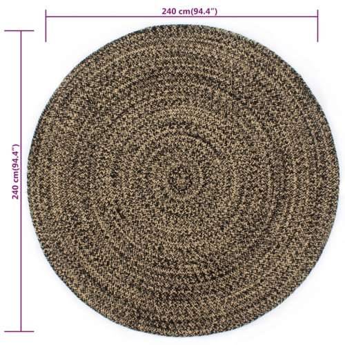 Ručno rađeni tepih od jute crno-smeđi 240 cm Cijena