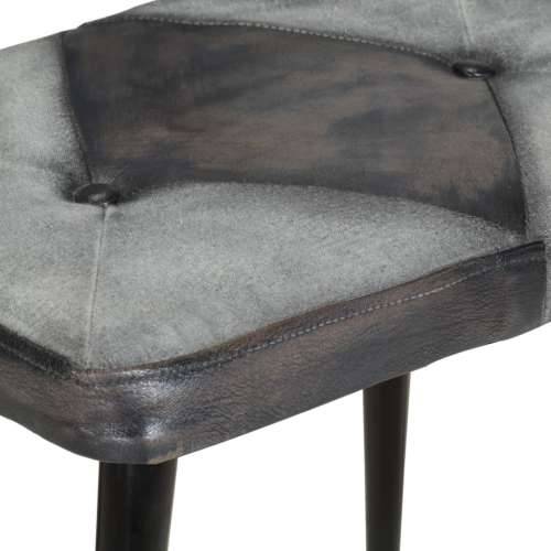 Stolica za ljuljanje s osloncem za noge siva od prave kože Cijena