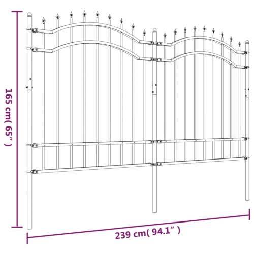 Vrtna ograda sa šiljcima crna 165 cm od čelika obloženog prahom - 1 165 cm Cijena