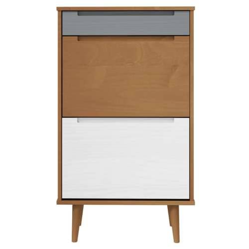 Ormarić za cipele MOLDE smeđi 59,5x35x103 cm masivna borovina - Smeđa i bijela 1 Cijena