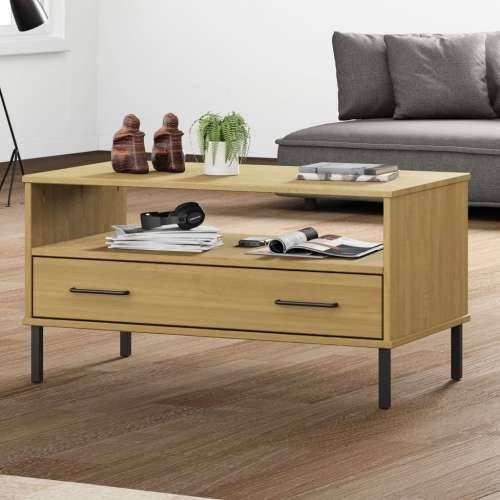 Stolić za kavu s metalnim nogama smeđi 85x50x45 cm drveni OSLO - Smeđa 1 Cijena