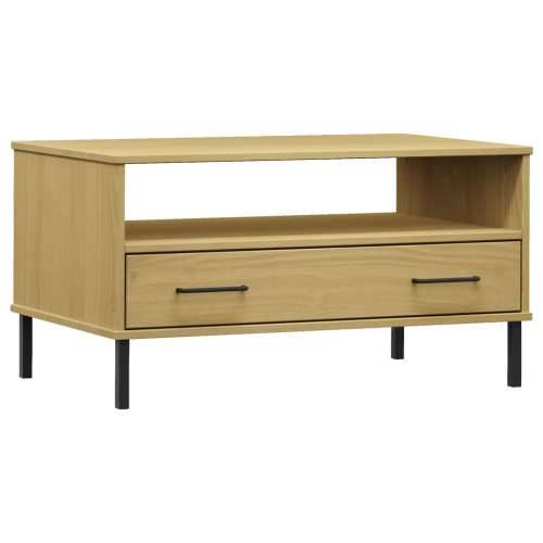 Stolić za kavu s metalnim nogama smeđi 85x50x45 cm drveni OSLO - Smeđa 1 Cijena