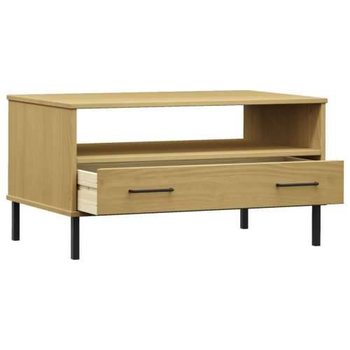 Stolić za kavu s metalnim nogama smeđi 85x50x45 cm drveni OSLO - Smeđa 1 Cijena