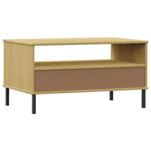 Stolić za kavu s metalnim nogama smeđi 85x50x45 cm drveni OSLO - Smeđa 1 Cijena