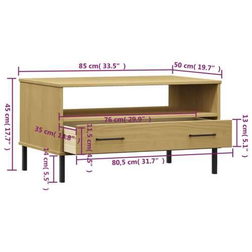Stolić za kavu s metalnim nogama smeđi 85x50x45 cm drveni OSLO - Smeđa 1 Cijena
