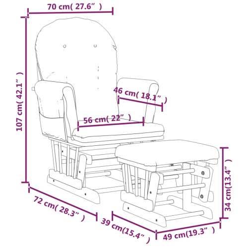 Stolica za ljuljanje s tabureom svjetlosiva od tkanine Cijena