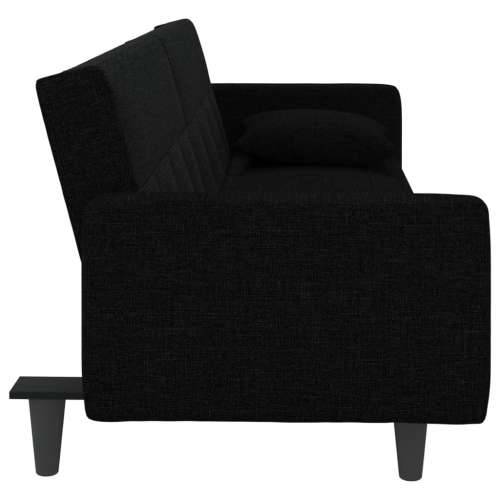 Kauč na razvlačenje s jastucima crni od tkanine Cijena