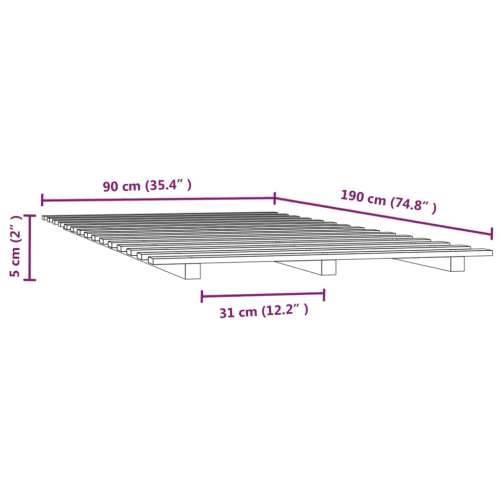 Okvir za krevet 90 x 190 cm od masivne borovine - Prirodna 90 x 190 cm Cijena