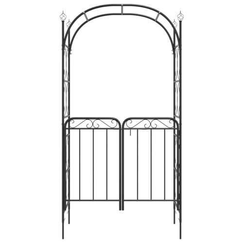 Vrtni luk s vratima crni 108 x 45 x 235 cm čelični Cijena