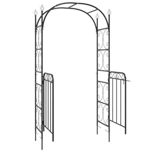 Vrtni luk s vratima crni 108 x 45 x 235 cm čelični Cijena