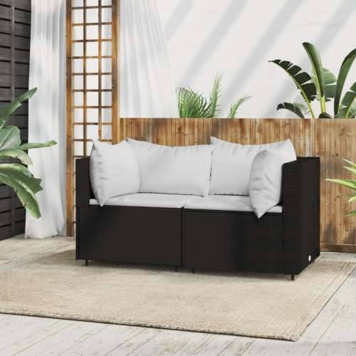 Kutna vrtna sofa od poliratana s jastucima crna - Crno-bijelo 1 kutna sofa Cijena