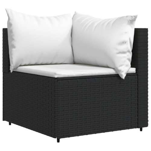 Kutna vrtna sofa od poliratana s jastucima crna - Crno-bijelo 1 kutna sofa Cijena