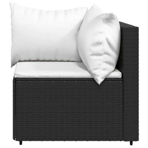 Kutna vrtna sofa od poliratana s jastucima crna - Crno-bijelo 1 kutna sofa Cijena