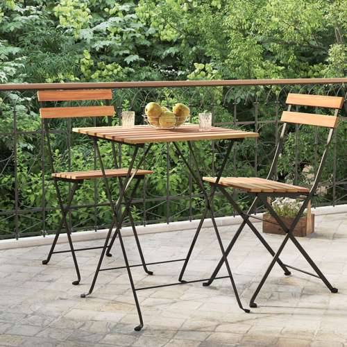 Sklopivi bistro stol 55 x 54 x 71 cm masivna tikovina i čelik Cijena