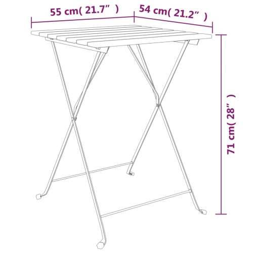 Sklopivi bistro stol 55 x 54 x 71 cm masivna tikovina i čelik Cijena