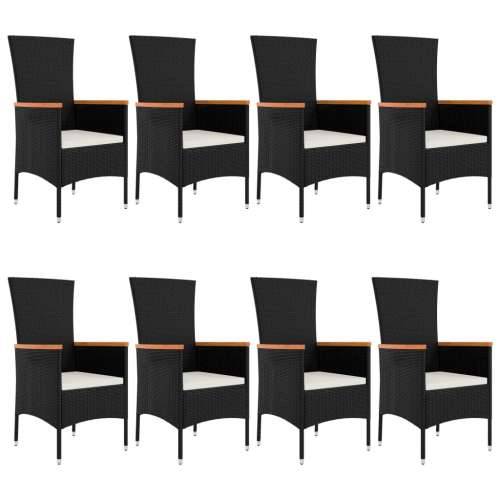 Vrtna garnitura - 9-dijelni vrtni blagovaonski set s jastucima crni od poliratana - Dužina stola 190 cm 9 8 Cijena