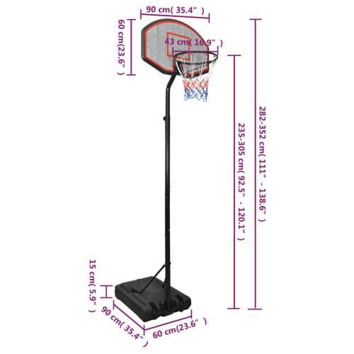 Košarkaški stalak crni 282 - 352 cm od polietilena Cijena